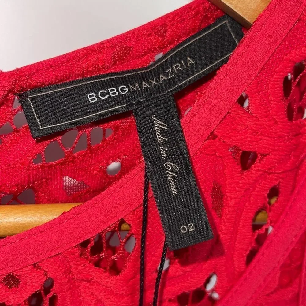 BCBGMaxAzria Womens Hanah Lace Cocktail Mini Dress‎ Burnt Red Size 2 NWT